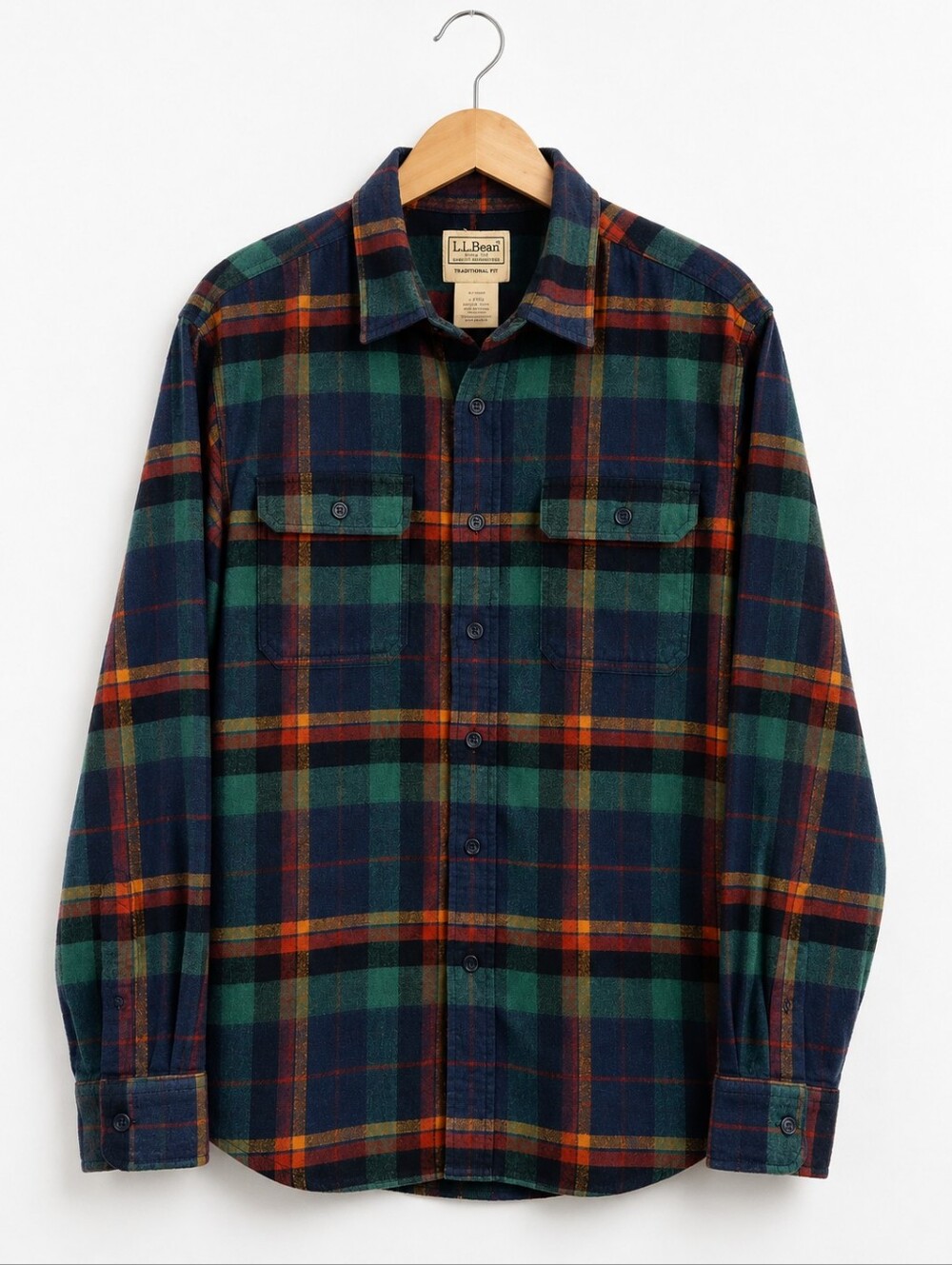 L.L.Bean Plaid Flannel Shirt Large Traditional Fit Cotton Button Up - Picture 2 of 12
